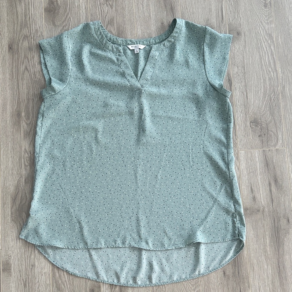Essentials Teal Dotted Blouse